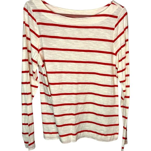Old Navy red/white striped long-sleeve tee boatneck Women’s M nautical - Picture 3 of 7
